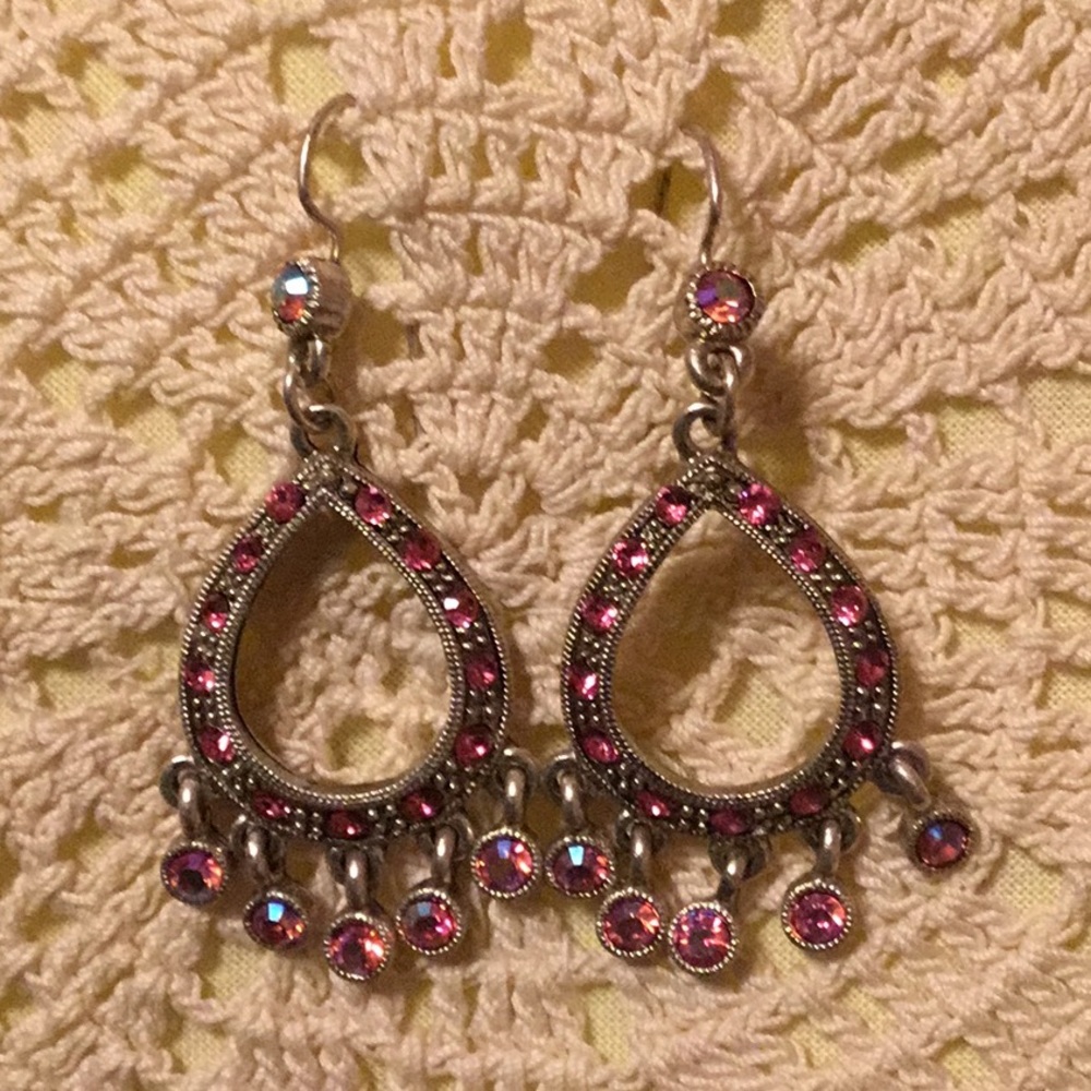 Pink rhinestone earrings